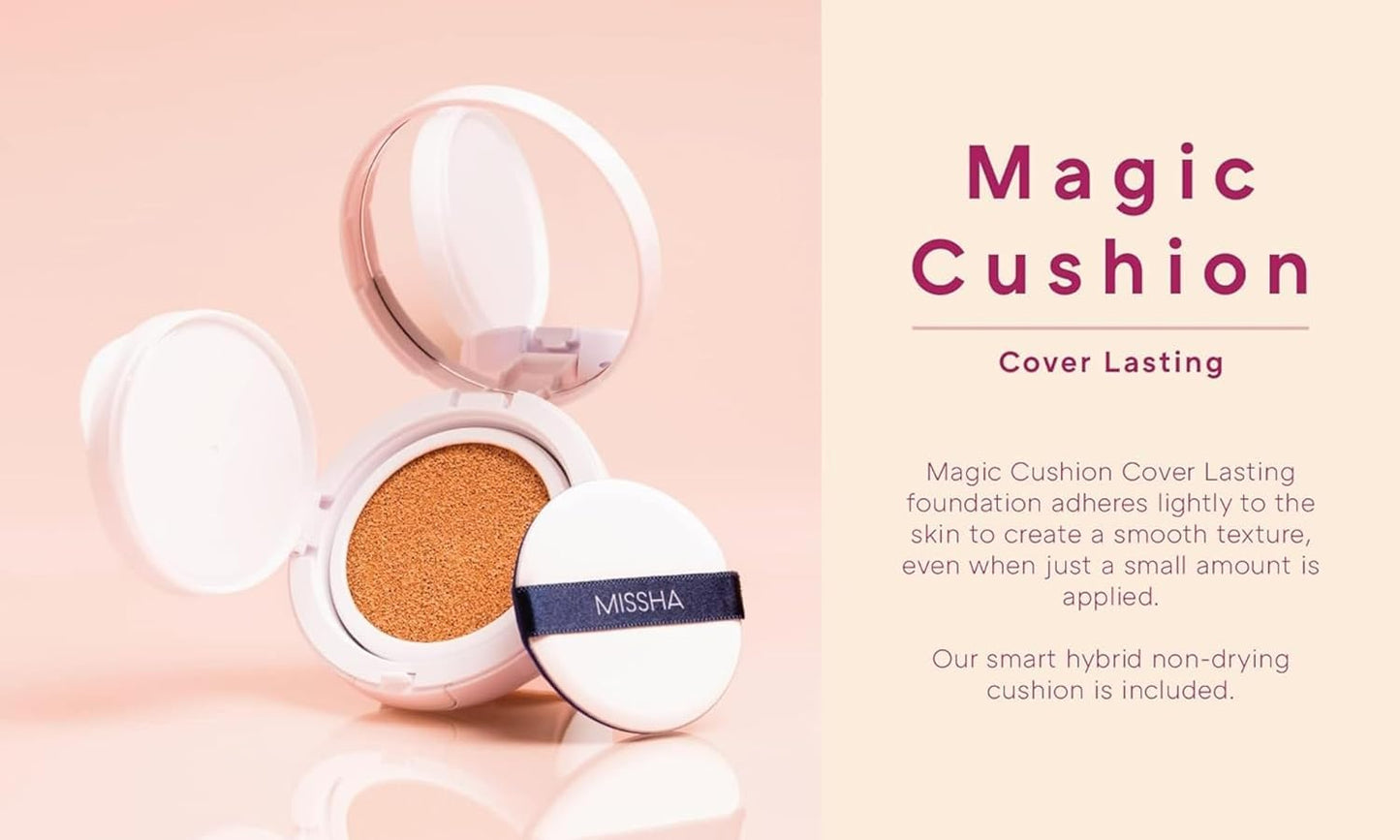 MISSHA Magic Cushion Foundation No.21 Light Beige - Flawless Coverage, Dewy Finish, Easy Application