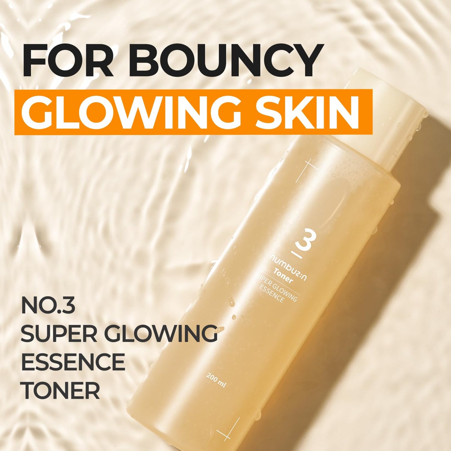 NUMBUZIN No.3 Super Glowing Essence Toner - Fermented Ingredients, Niacinamide, Galactomyces, 6.76 Fl Oz