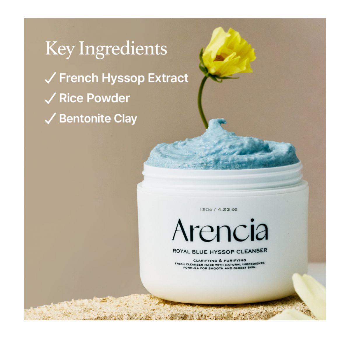 ARENCIA Blue Hyssop Cleanser 120g - Gentle Face Wash for Hydration & Soothing