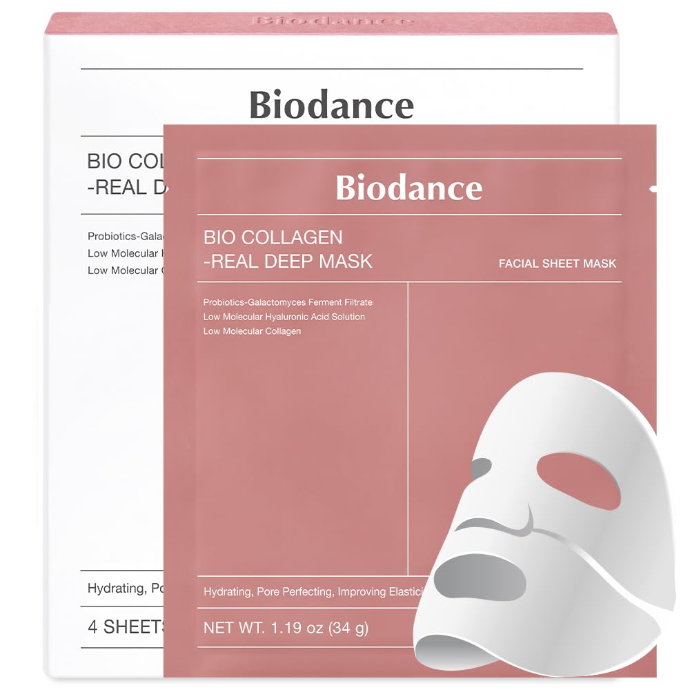 BIODANCE Bio-Collagen Real Deep Mask - Hydrating Overnight Hydrogel Mask, Pore Minimizing & Elasticity Care 34g x 4ea