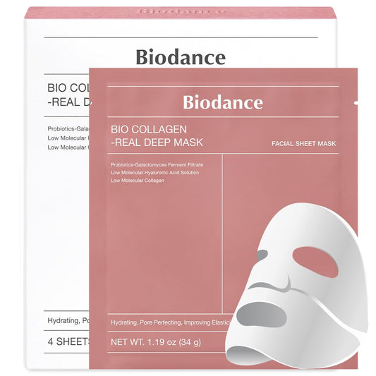 BIODANCE Bio-Collagen Real Deep Mask - Hydrating Overnight Hydrogel Mask, Pore Minimizing & Elasticity Care 34g x 4ea