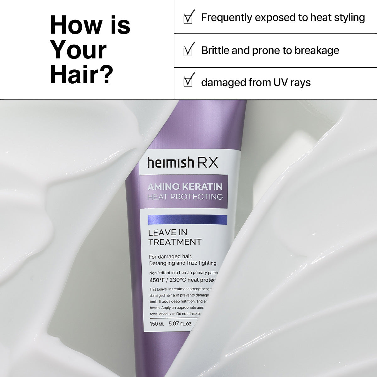 Heimish RX Amino Keratin Heat Protecting Leave-In Treatment 150ml – Strengthening & Frizz Control