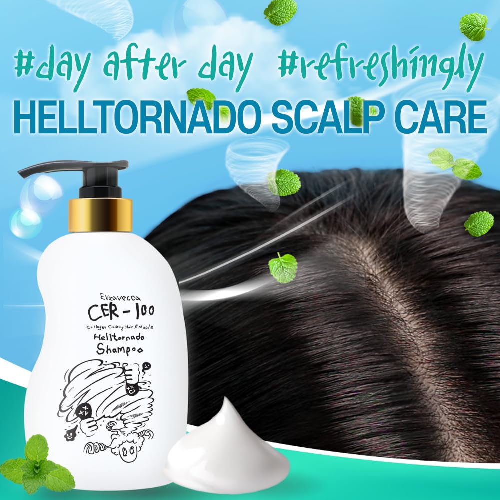 Elizavecca CER-100 Collagen Coating Hair A+ Muscle Hell-Tornado Shampoo 500ml - Hair Shampoo for Oily Scalp