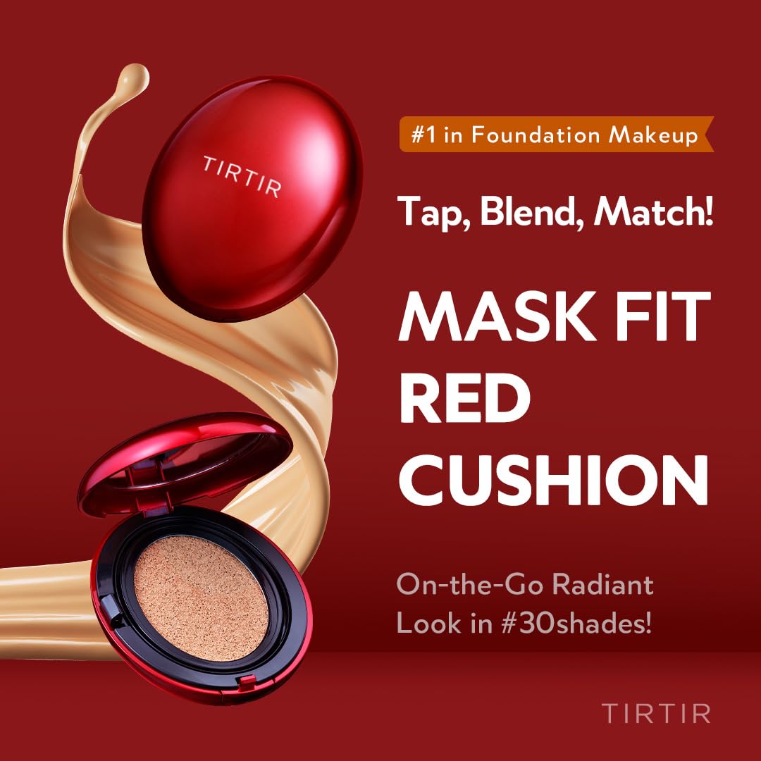 TIRTIR Mask Fit Red Cushion Foundation - Long-Lasting, Lightweight, Buildable Coverage, Semi-Matte Finish, 23N Sand, 0.63 Fl Oz