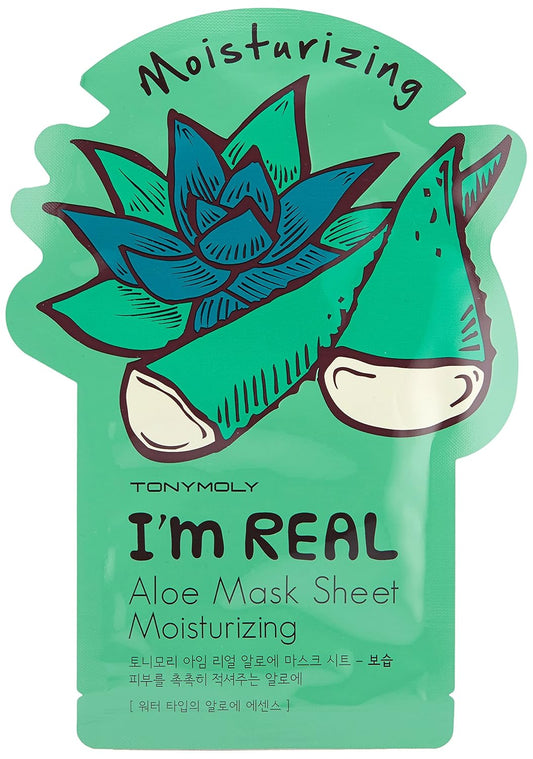 TONYMOLY Aloe Mask - 10 Count Hydrating Sheet Masks for Dry Skin, Calming & Nourishing