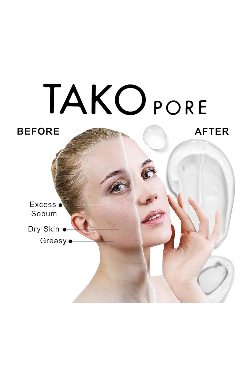 TONYMOLY Tako Pore Sebum Control Gel Cream - Reduces Pores and Spots, 1.69 oz, Lightweight Hydrating Formula for Oily Skin